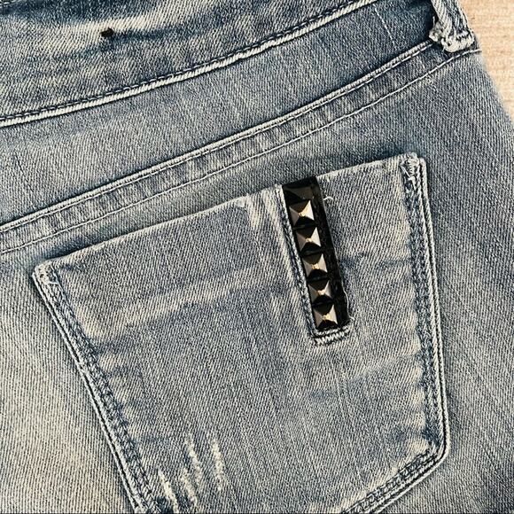 Black Orchid Cut-Off Micro Jean Shorts Women 27 Blue Dream Cycle Distressed Boho - Picture 8 of 11